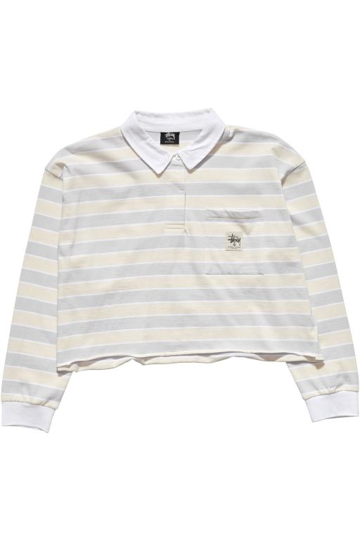 Stussy Womens Anders Stripe Rugby Long Sleeve T Shirt Pink - QOETY6249